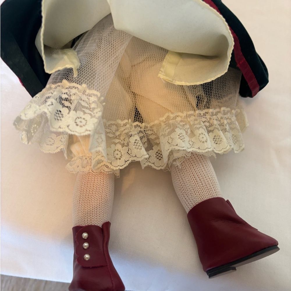 Classic Victorian Doll with Black Dress and Red Boots - Picture 9 of 10